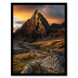 "Artery8 Tryfan Mountain Peak Summit Snowdonia Wales Framed Art Print in Brown - Size: W12"" x H16""" - thumbnail 1