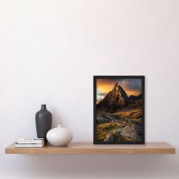 "Artery8 Tryfan Mountain Peak Summit Snowdonia Wales Framed Art Print in Brown - Size: W12"" x H16""" - thumbnail 4