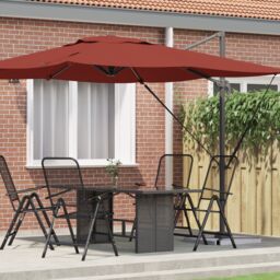 Berkfield Home Cantilever Roma Parasol Terracotta 286x285x265 cm Aluminium in Red - Size: 286 x 285 x 265 cm - thumbnail 1