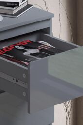 FWStyle 4 Drawer Gloss Chest Of Drawers Bedroom Storage Tall Slim Design in Grey - thumbnail 3