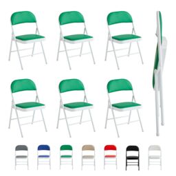 MCC Direct Set of 6 Folding Dining Chairs with Metal Frame & Padded Seats in Green - thumbnail 6