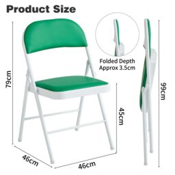 MCC Direct Set of 6 Folding Dining Chairs with Metal Frame & Padded Seats in Green - thumbnail 5