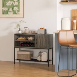 Costway Sideboard Buffet Cabinet Coffee Bar Cabinet Wooden Console Table in Grey - thumbnail 7
