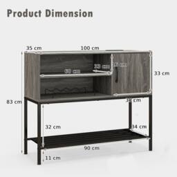 Costway Sideboard Buffet Cabinet Coffee Bar Cabinet Wooden Console Table in Grey - thumbnail 2