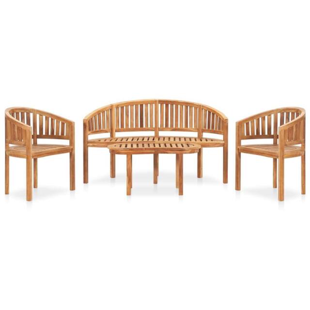 Berkfield Home 4 Piece Banana Garden Lounge Set Solid Teak Wood in Brown - image 1