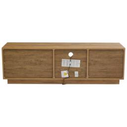 Merax Industrial Oak & Black LED TV Stand with Drawer & Glass Shelves in Natural - thumbnail 9