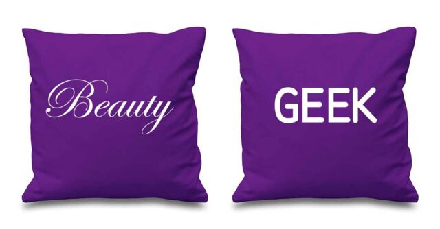 60 SECOND MAKEOVER Beauty & Geek Cushion Covers in Purple - Size: 40 cm x 40 cm