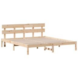 Berkfield Home Pine Wood Bed Frame Natural Wood Solid Pine wood 180 x 200 cm in Brown - thumbnail 2