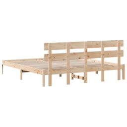 Berkfield Home Pine Wood Bed Frame Natural Wood Solid Pine wood 180 x 200 cm in Brown - thumbnail 8