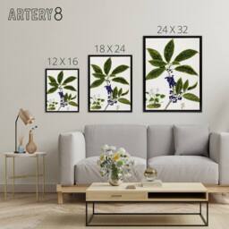 "Artery8 New Zealand Mahoe Whiteywood Plant Featon Framed Canvas Wall Art Print in Beige - Size: W12"" x H16""" - thumbnail 4