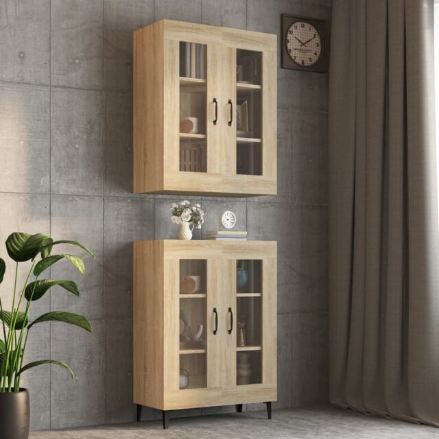 Berkfield Home Hanging Wall Cabinet Sonoma Oak 69.5x34x90 cm in Brown - image 1