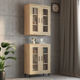 Berkfield Home Hanging Wall Cabinet Sonoma Oak 69.5x34x90 cm in Brown