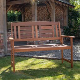 Samuel Alexander Hawkshead 2 Seater Outdoor Wooden Garden Patio Bench in Brown - thumbnail 5