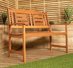 Samuel Alexander Hawkshead 2 Seater Outdoor Wooden Garden Patio Bench in Brown - thumbnail 2