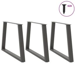 Berkfield Home Dining Table Legs V-Shape 3 pcs Anthracite 100x(72-73.3) cm Steel in Black - thumbnail 3