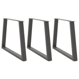 Berkfield Home Dining Table Legs V-Shape 3 pcs Anthracite 100x(72-73.3) cm Steel in Black - thumbnail 1