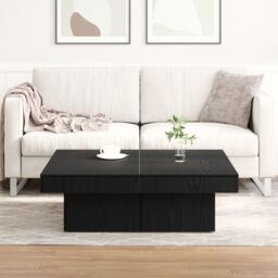 Berkfield Home Black Oak Coffee Table 90x90x28 cm Made from Engineered Wood - Size: 90 x 90 x 28 cm - thumbnail 4