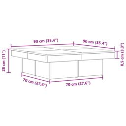 Berkfield Home Black Oak Coffee Table 90x90x28 cm Made from Engineered Wood - Size: 90 x 90 x 28 cm - thumbnail 9