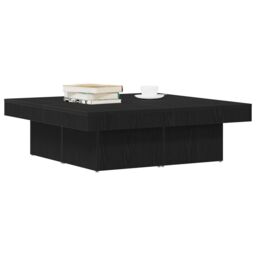 Berkfield Home Black Oak Coffee Table 90x90x28 cm Made from Engineered Wood - Size: 90 x 90 x 28 cm - thumbnail 3