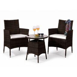 Comfy Living Ltd Rattan Garden Bistro Set With Round Table & 2 Chairs in Brown - thumbnail 2