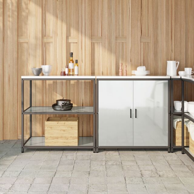 Berkfield Home with Shelf with Storage with Door Adjustable 2 pcs Galvanised steel in Silver - image 1
