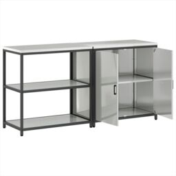 Berkfield Home with Shelf with Storage with Door Adjustable 2 pcs Galvanised steel in Silver - thumbnail 7