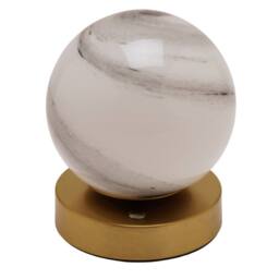 Hestia Marbled Glass Bronze Ball USB LED Touch Table Lamp in Gold