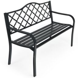Costway 2 Seater Patio Garden Bench Outdoor Elegent Loveseat W/ Backrest in Black - thumbnail 5