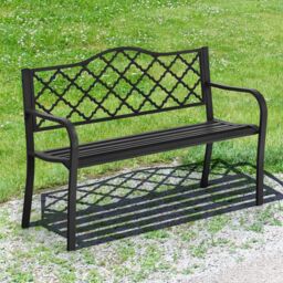 Costway 2 Seater Patio Garden Bench Outdoor Elegent Loveseat W/ Backrest in Black - thumbnail 4