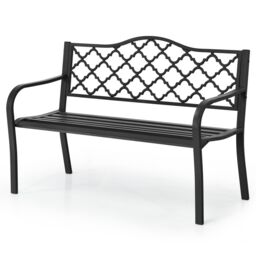 Costway 2 Seater Patio Garden Bench Outdoor Elegent Loveseat W/ Backrest in Black - thumbnail 6
