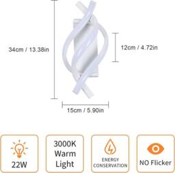Goeco LED Wall Light 22W Bedroom Wall Lights for Living Room Hallway White - thumbnail 5