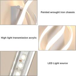 Goeco LED Wall Light 22W Bedroom Wall Lights for Living Room Hallway White - thumbnail 6