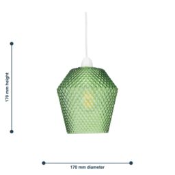 First Choice Lighting Porter - Green Textured Glass Easy Fit Pendant Shade - thumbnail 5