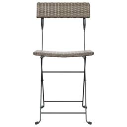 Berkfield Home Beautiful Folding Bistro Chairs 2 pcs Grey Poly Rattan & Steel - thumbnail 4