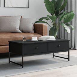 Berkfield Home Coffee Table Black 101x49x39.5 cm Engineered Wood - thumbnail 3