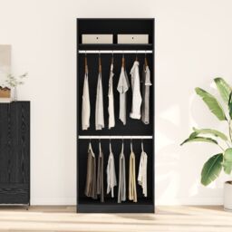 Berkfield Home Black Oak Wardrobe - 80x50x200 cm, Made of Engineered Wood - Size: 80 x 50 x 200 cm - thumbnail 4