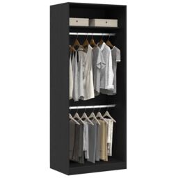 Berkfield Home Black Oak Wardrobe - 80x50x200 cm, Made of Engineered Wood - Size: 80 x 50 x 200 cm - thumbnail 3