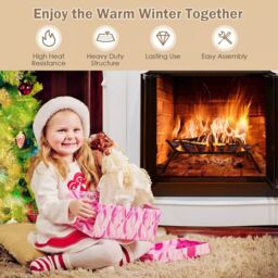 Costway V Shape Grill Fireplace Log Grate Heavy-Duty Iron Fireplace Log Holder w/ 7 Steel Bars in Black - thumbnail 6