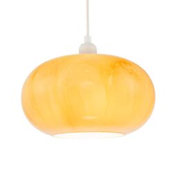 Happy Homewares Amber Tinted Alabaster Glass Pendant Shade with Marble Effect Finish - thumbnail 2