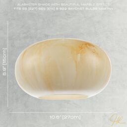 Happy Homewares Amber Tinted Alabaster Glass Pendant Shade with Marble Effect Finish - thumbnail 6