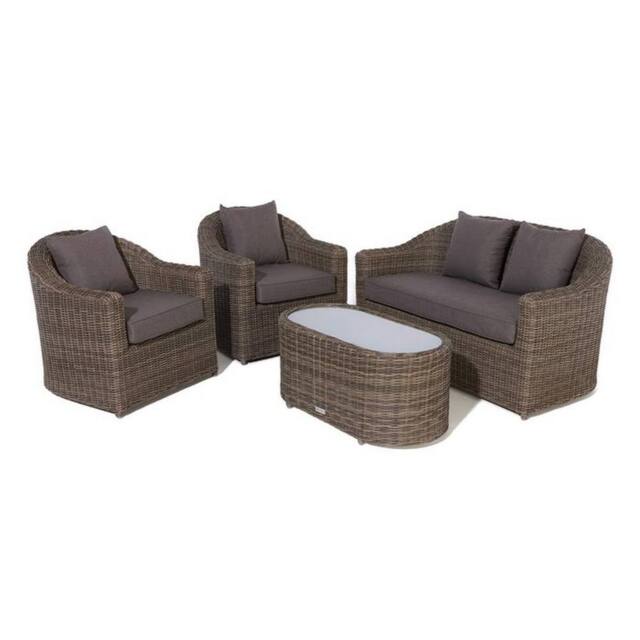 Rowlinsons Bunbury Sofa Set Rattan Garden furniture - Timber - L80 x W138 x H80cm in Brown - image 1