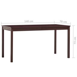 Berkfield Home Dining Table Dark Brown 140x70x73 cm Pinewood - Size: 140 x 70 x 73 cm - thumbnail 6