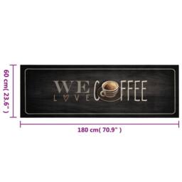 Berkfield Home Kitchen Rug Washable Coffee Text 60x180 cm Velvet in Black - thumbnail 5