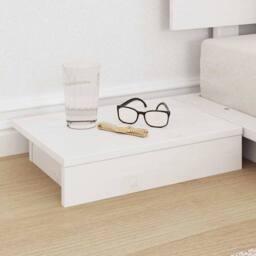 Berkfield Home White Floor Bed Frame with Bedside Tables White 90x200cm Solid Wood - Size: 90x200 cm - thumbnail 4