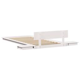 Berkfield Home White Floor Bed Frame with Bedside Tables White 90x200cm Solid Wood - Size: 90x200 cm - thumbnail 7