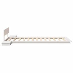 Berkfield Home White Floor Bed Frame with Bedside Tables White 90x200cm Solid Wood - Size: 90x200 cm - thumbnail 6