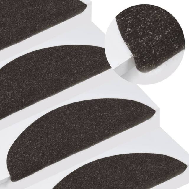 Berkfield Home Stair Mats Self-adhesive 10 pcs Black 56x17x3 cm - Size: Medium - image 1