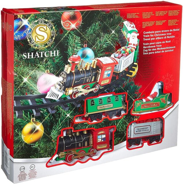 Shatchi Christmas Tree Train Set-Around the Tree Xmas Home decoration Novelty Decoration in Green - image 1