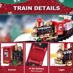 Shatchi Christmas Tree Train Set-Around the Tree Xmas Home decoration Novelty Decoration in Green - thumbnail 3