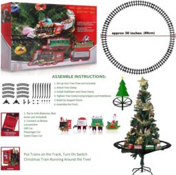 Shatchi Christmas Tree Train Set-Around the Tree Xmas Home decoration Novelty Decoration in Green - thumbnail 5